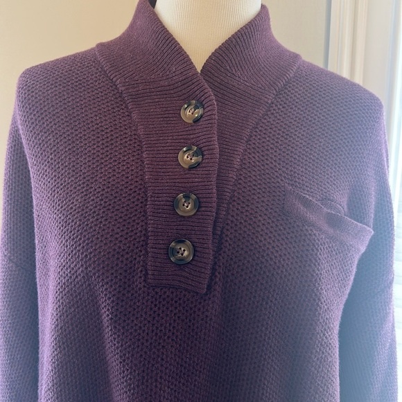 Lunya Cozy Cotton Silk Pocket Henley, Medium, Brandied Plum, NWT - Picture 6 of 9